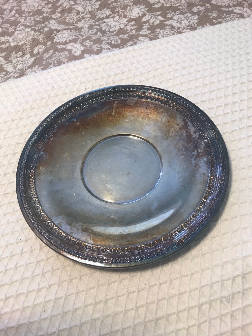 Classic Decorative Serving Charger Plate in Tarnished Silver Plate
